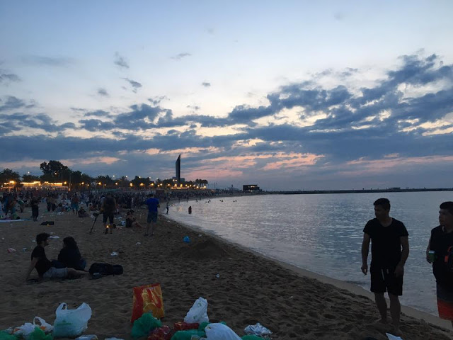 sunrise at port olimpic beach, barcelona