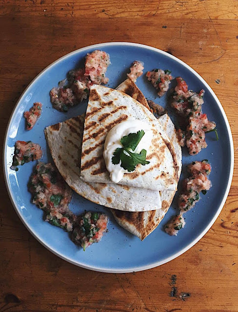 refried bean quesadillas with pico de gallo