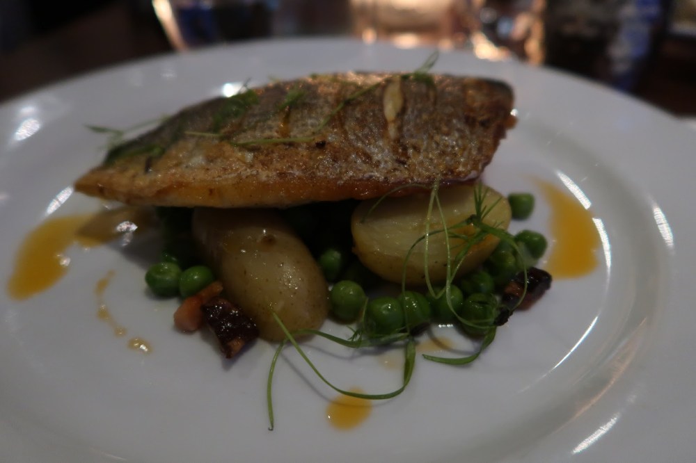 Pan fried black bream at Oxford Brasserie, Southampton