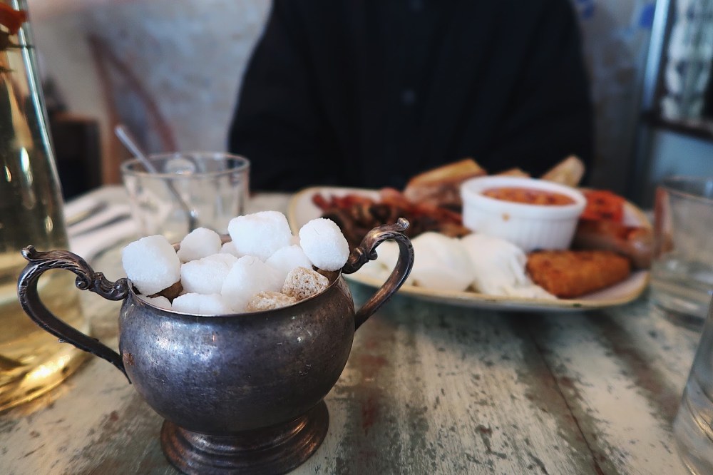 Sugar cubes at breakfast