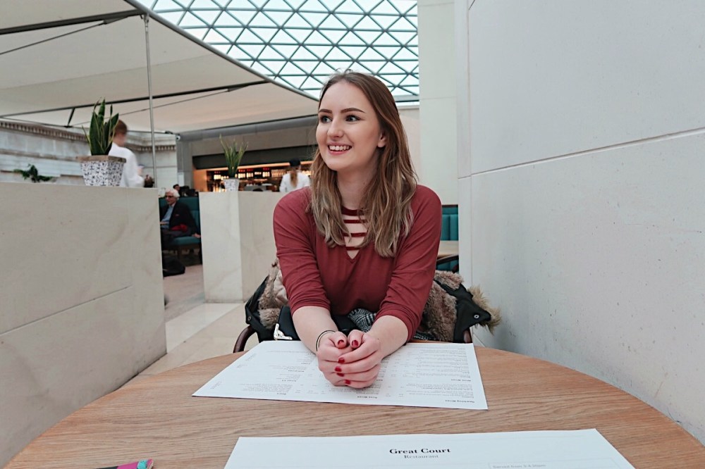 Sat in the Great Court of the British Museum
